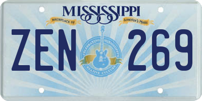 MS license plate ZEN269