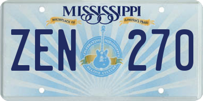 MS license plate ZEN270