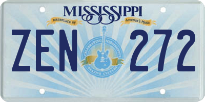MS license plate ZEN272