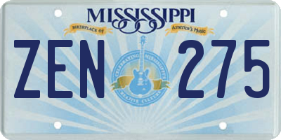 MS license plate ZEN275
