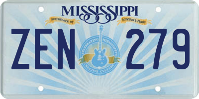 MS license plate ZEN279
