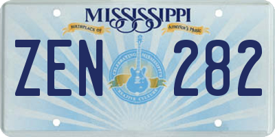 MS license plate ZEN282