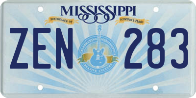 MS license plate ZEN283