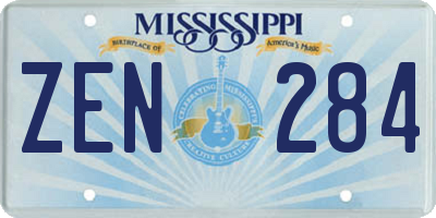 MS license plate ZEN284