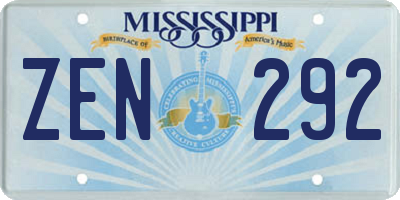 MS license plate ZEN292