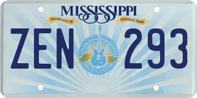MS license plate ZEN293