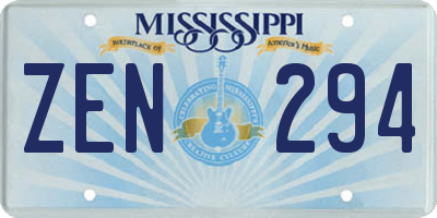 MS license plate ZEN294