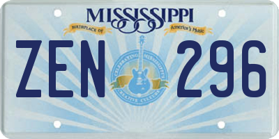 MS license plate ZEN296