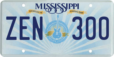 MS license plate ZEN300