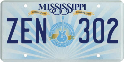 MS license plate ZEN302