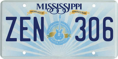 MS license plate ZEN306