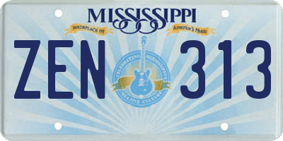 MS license plate ZEN313