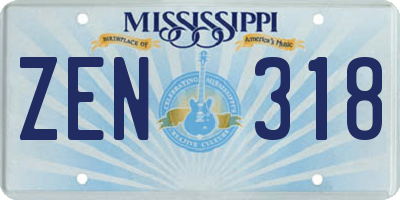 MS license plate ZEN318