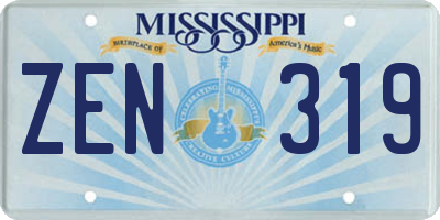 MS license plate ZEN319