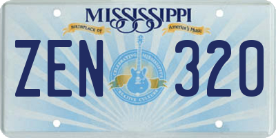 MS license plate ZEN320
