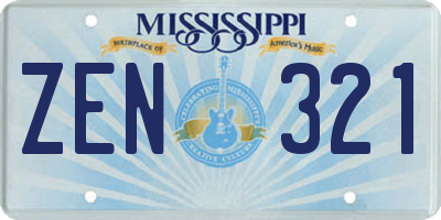 MS license plate ZEN321