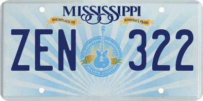 MS license plate ZEN322