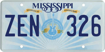 MS license plate ZEN326