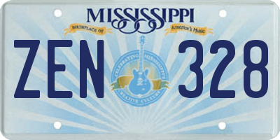 MS license plate ZEN328