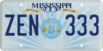 MS license plate ZEN333