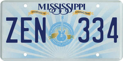 MS license plate ZEN334