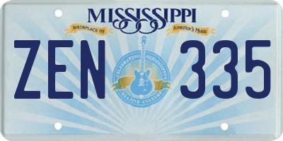 MS license plate ZEN335