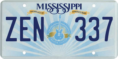 MS license plate ZEN337