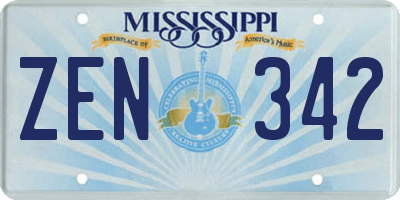 MS license plate ZEN342