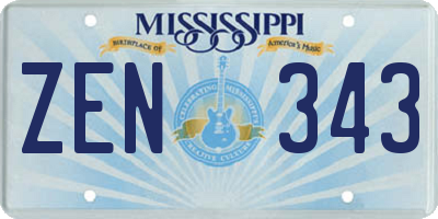 MS license plate ZEN343