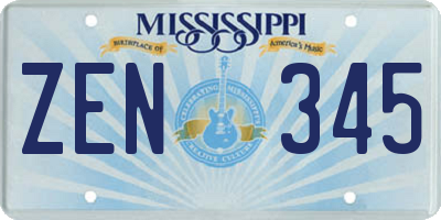 MS license plate ZEN345
