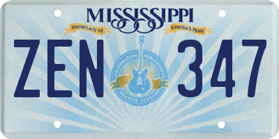 MS license plate ZEN347