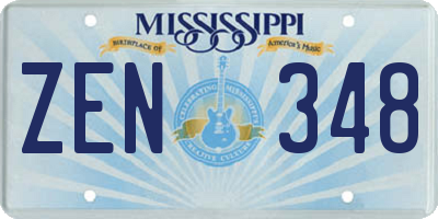MS license plate ZEN348