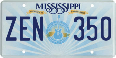 MS license plate ZEN350