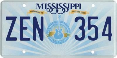 MS license plate ZEN354