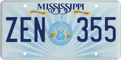MS license plate ZEN355