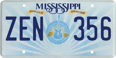MS license plate ZEN356
