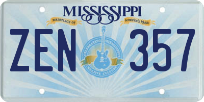 MS license plate ZEN357