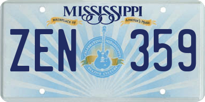 MS license plate ZEN359