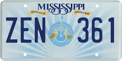 MS license plate ZEN361