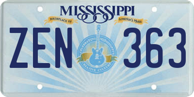 MS license plate ZEN363