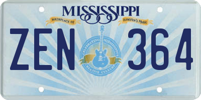 MS license plate ZEN364