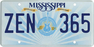 MS license plate ZEN365
