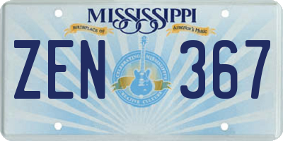 MS license plate ZEN367