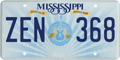 MS license plate ZEN368