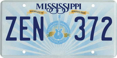 MS license plate ZEN372