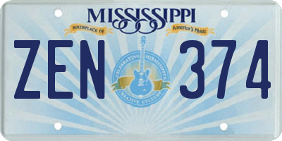 MS license plate ZEN374