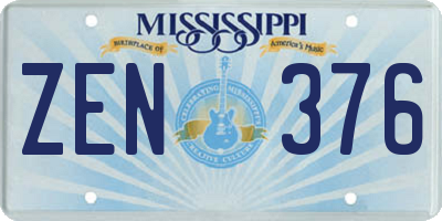 MS license plate ZEN376