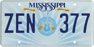 MS license plate ZEN377