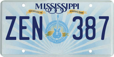 MS license plate ZEN387
