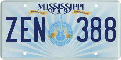 MS license plate ZEN388
